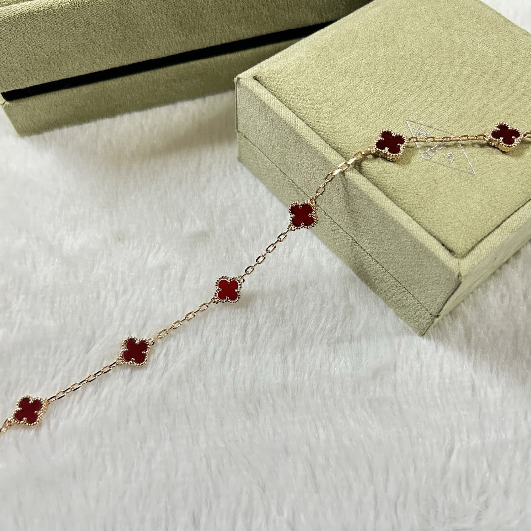 [Royal Jewellery]CLOVER 6 MOTIF RED AGATE BRACELET