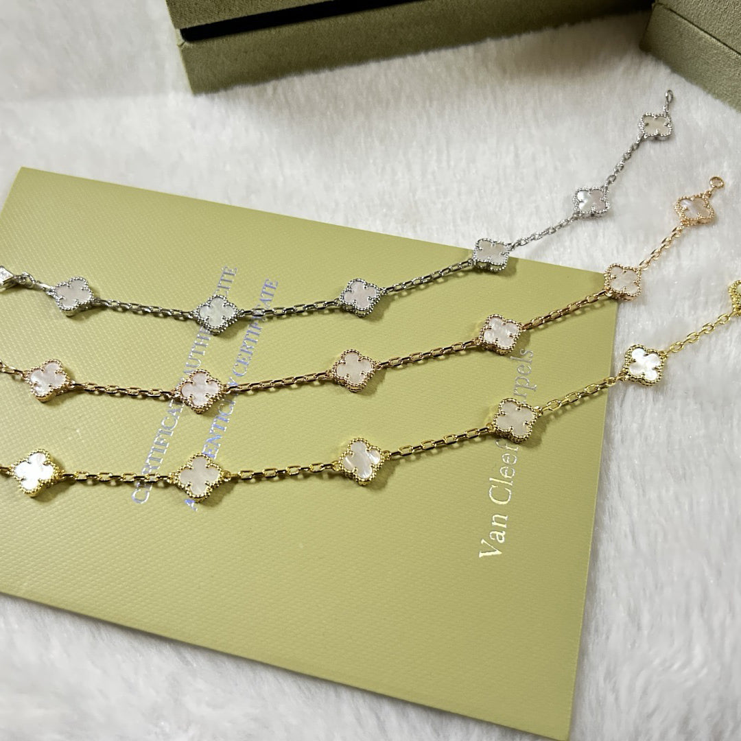 [Royal Jewellery]CLOVER 6 MOTIF WHITE MOP BRACELET