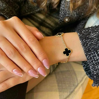 [Royal Jewellery]CLOVER  5 MOTIFS BLACK ONYX BRACELET