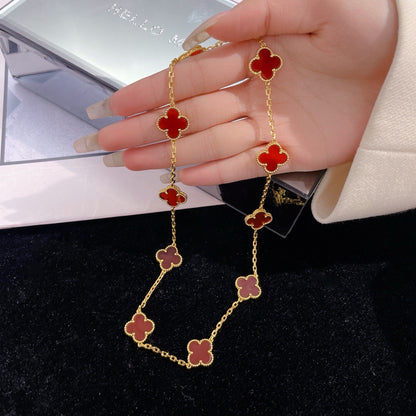 [ROYAL]CLOVERS THE  10-MOTIFS CARNELIAN NECKLACE