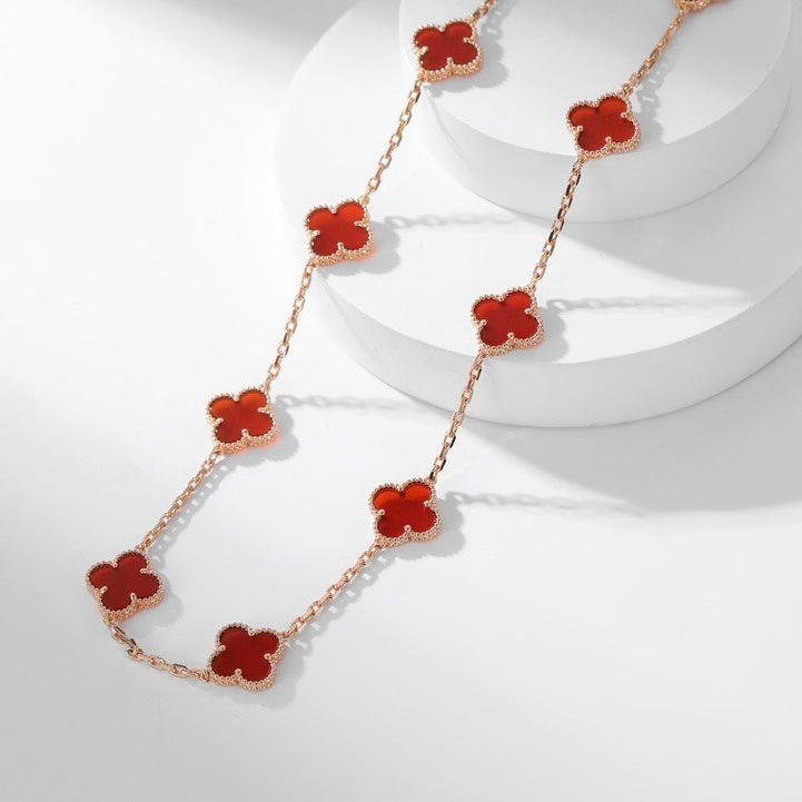 [ROYAL]CLOVERS THE  10-MOTIFS CARNELIAN NECKLACE