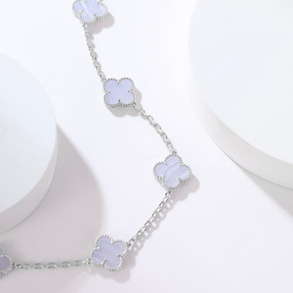 [ROYAL]CLOVERS THE  10-MOTIFS PURPLE CHALCEDONY NECKLACE