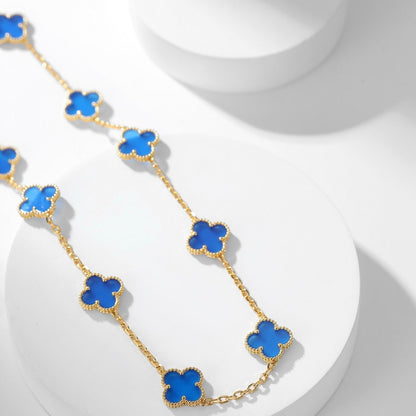 [ROYAL]CLOVERS THE 10-MOTIFS BLUE AGATE NECKLACE