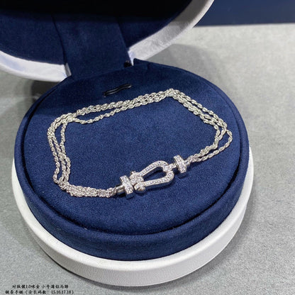 [ROYAL]FORCE SMALL HORSESHOE  DIAMOND CHAIN ROPE BRACELET