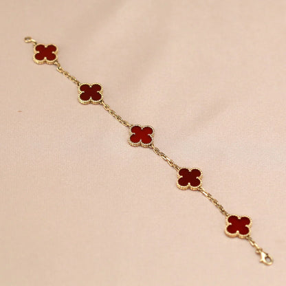 [Royal Jewellery] CLOVER 5 MOTIF RED CORNELIAN BRACELET COLLECTION