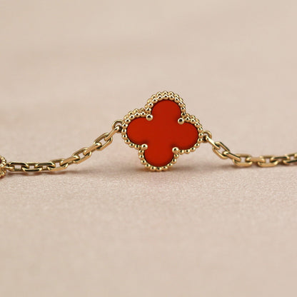 [Royal Jewellery]CLOVER 5 MOTIFS RED AGATE  BRACELET