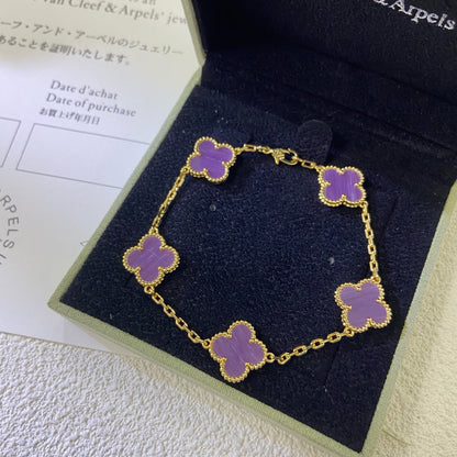 [Royal Jewellery]CLOVER  5 MOTIFS  PURPLE VIOLET BRACELET