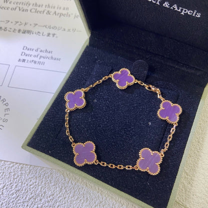 [Royal Jewellery]CLOVER  5 MOTIFS  PURPLE VIOLET BRACELET