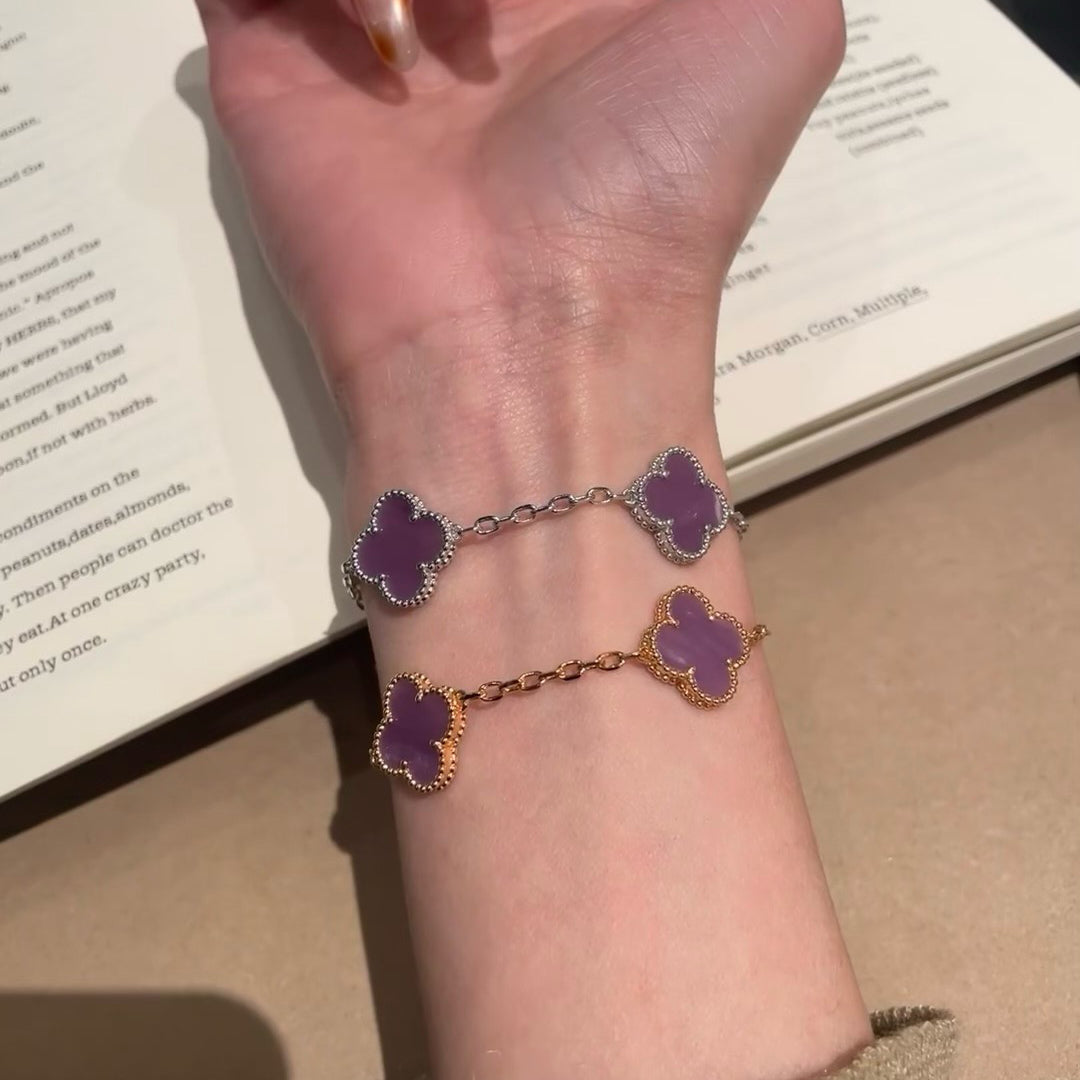 [Royal Jewellery]CLOVER  5 MOTIFS  PURPLE VIOLET BRACELET
