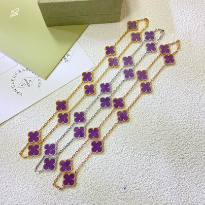 [Royal Jewellery]CLOVER 10 MOTIFS  PURPLE VIOLET  NECKLACE