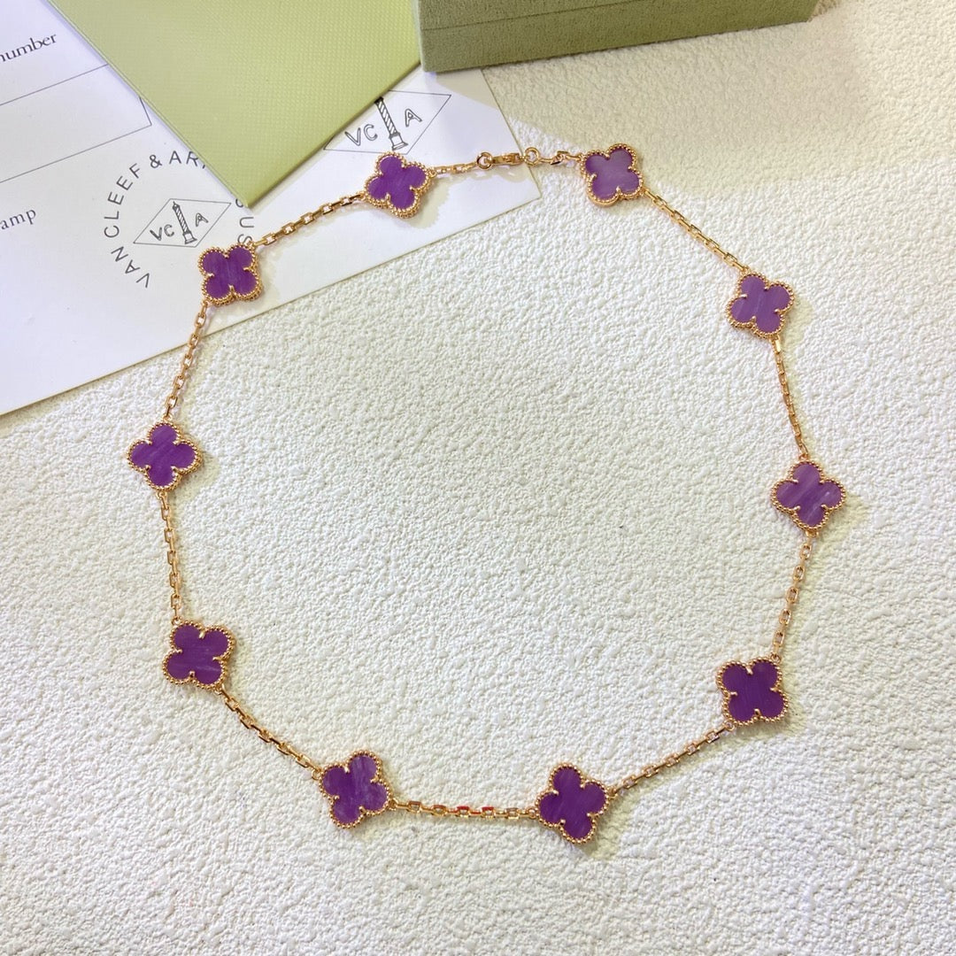 [Royal Jewellery]CLOVER 10 MOTIFS  PURPLE VIOLET  NECKLACE