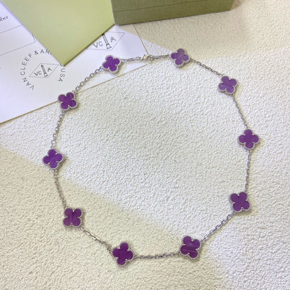 [Royal Jewellery]CLOVER 10 MOTIFS  PURPLE VIOLET  NECKLACE