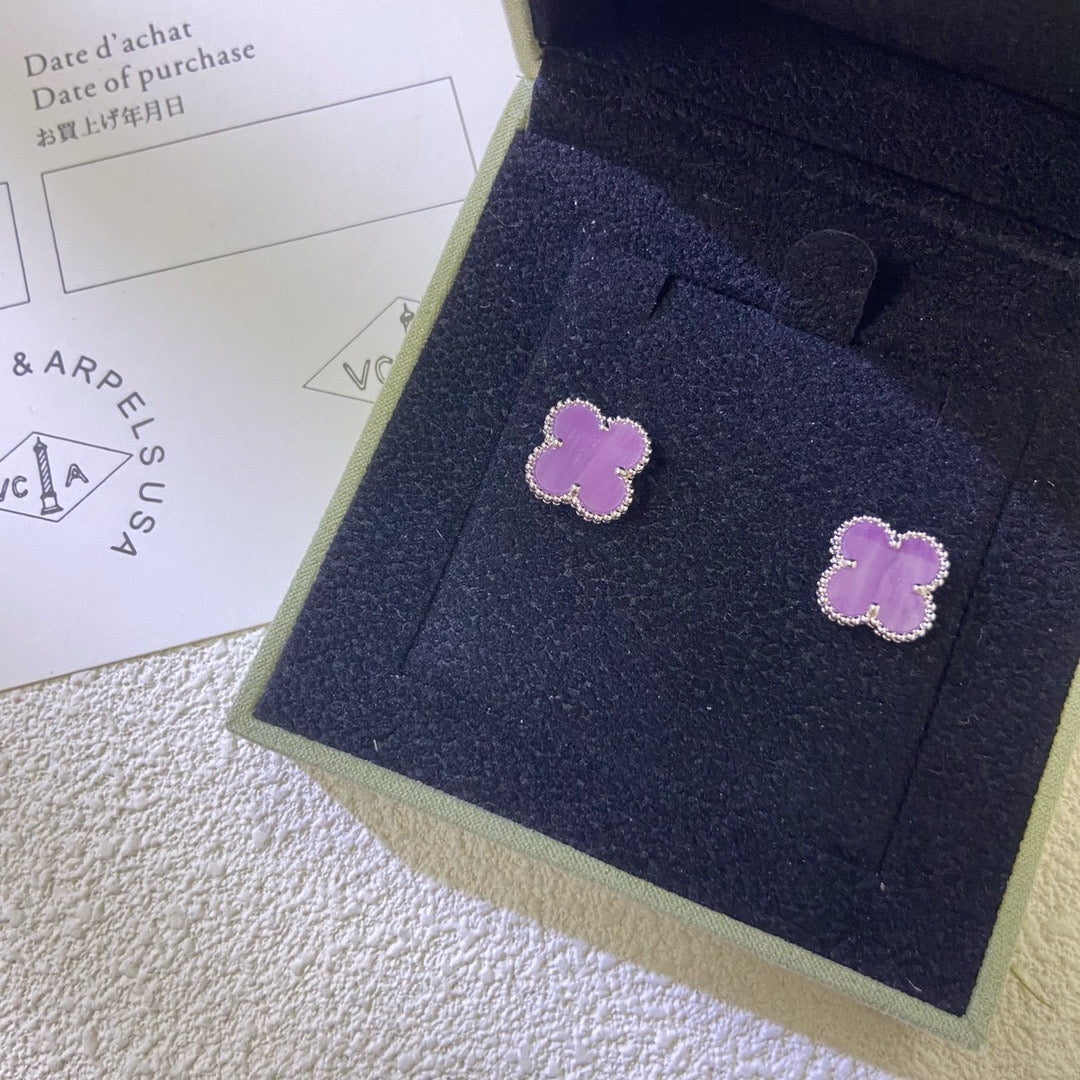 [Royal Jewellery]CLOVER MINI 9.5MM  PURPLE VIOLET EARRINGS