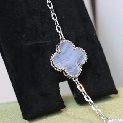 [Royal Jewellery]CLOVER  5 MOTIF PURPLE CHALCEDONY BRACELET SILVER