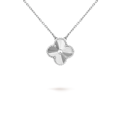 [ROYAL]CLOVER 15MM LASER NECKLACE SILVER