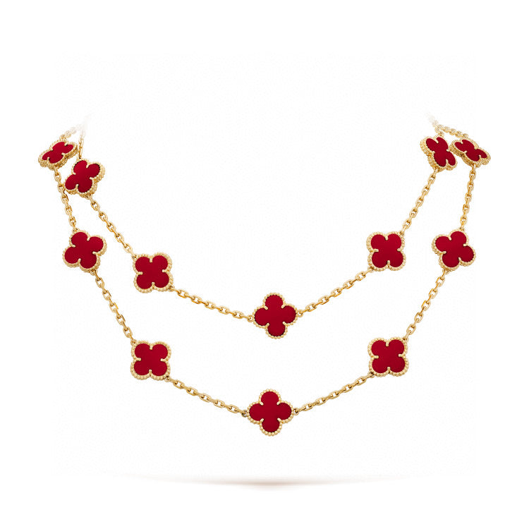 [ROYAL]CLOVER 20 MOTIFS CARNELIAN NECKLACE