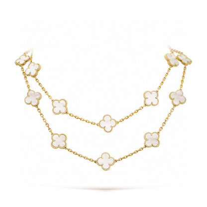 [ROYAL]CLOVER 20 MOTIFS WHITE MOP NECKLACE