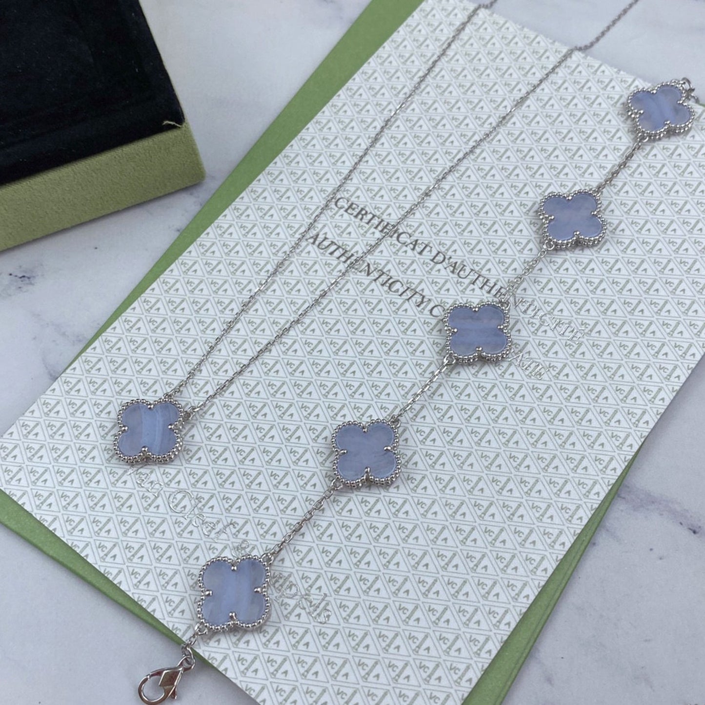 [Royal Jewellery]CLOVER  5 MOTIF PURPLE CHALCEDONY BRACELET SILVER