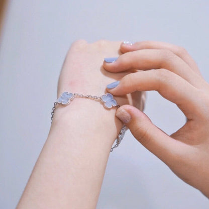 [Royal Jewellery]CLOVER  5 MOTIF PURPLE CHALCEDONY BRACELET SILVER