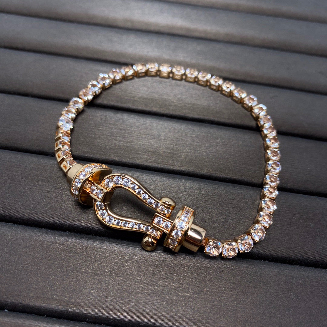 [ROYAL]FORCE  LARGE HORSESHOE FULL DIAMOND TENNIS BRACELET