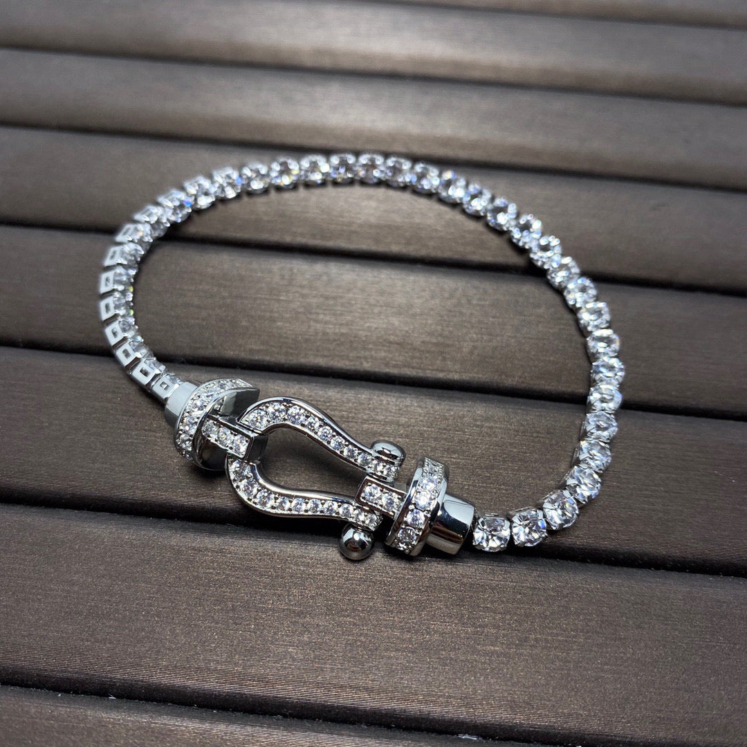 [ROYAL]FORCE  LARGE HORSESHOE FULL DIAMOND TENNIS BRACELET