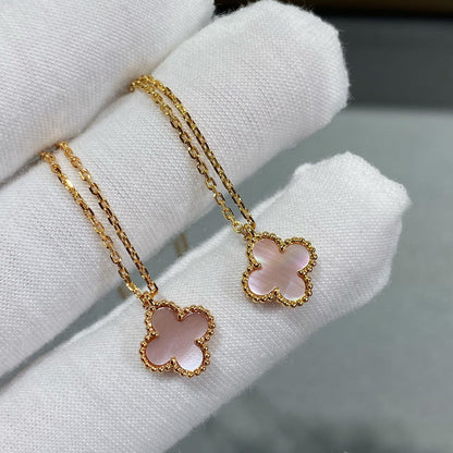 [Royal Jewellery]CLOVER 9.5MM PINK MOTHER OF PEARL SINGLE FLOWER NECKLACE