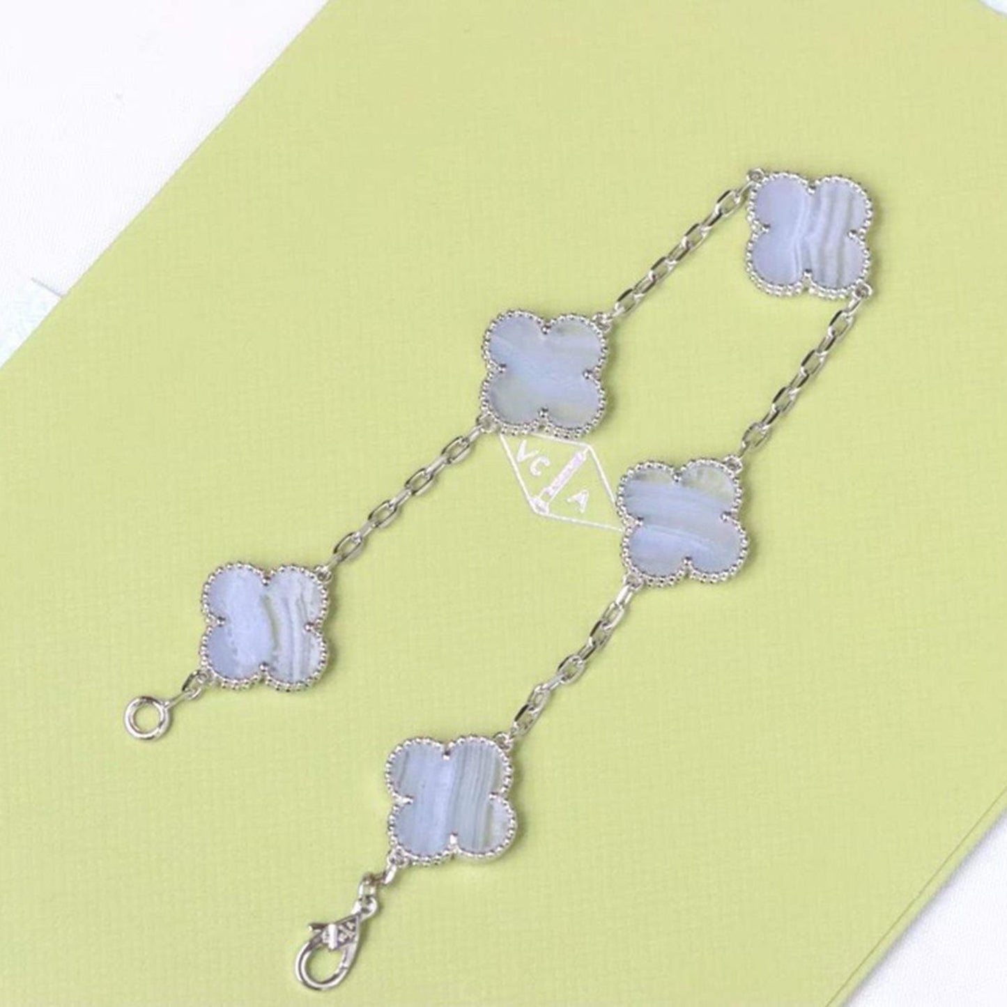 [Royal Jewellery]CLOVER  5 MOTIF PURPLE CHALCEDONY BRACELET SILVER