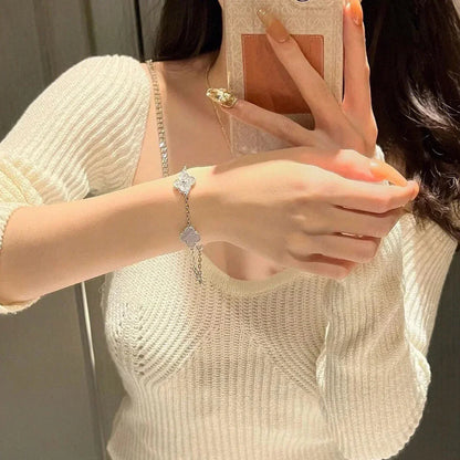 [Royal Jewellery] CLOVER 5 MOTIF PURPLE CHALCEDONY BRACELET COLLECTION