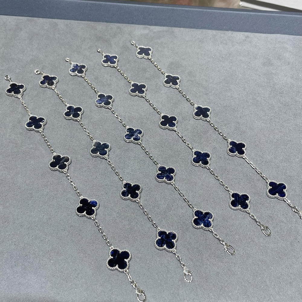 [Royal Jewellery]CLOVER 5 MOTIF PIETERSITE SILVER BRACELET