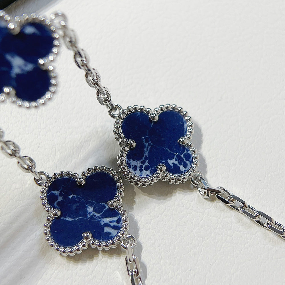 [Royal Jewellery]CLOVER 5 MOTIF PIETERSITE SILVER BRACELET