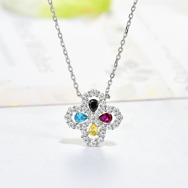 [ROYAL]LOOP NECKLACE FULL MOTIF DIAMOND 16MM MULTIPLE COLORS