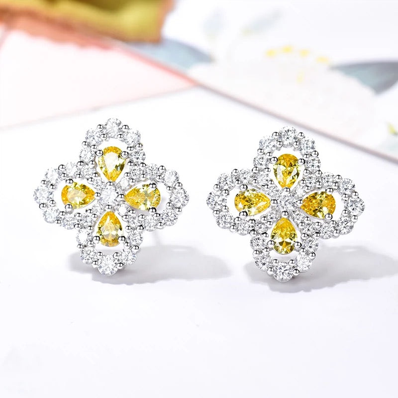 [ROYAL]LOOP EARRINGS FULL MOTIF DIAMOND 16MM SILVE