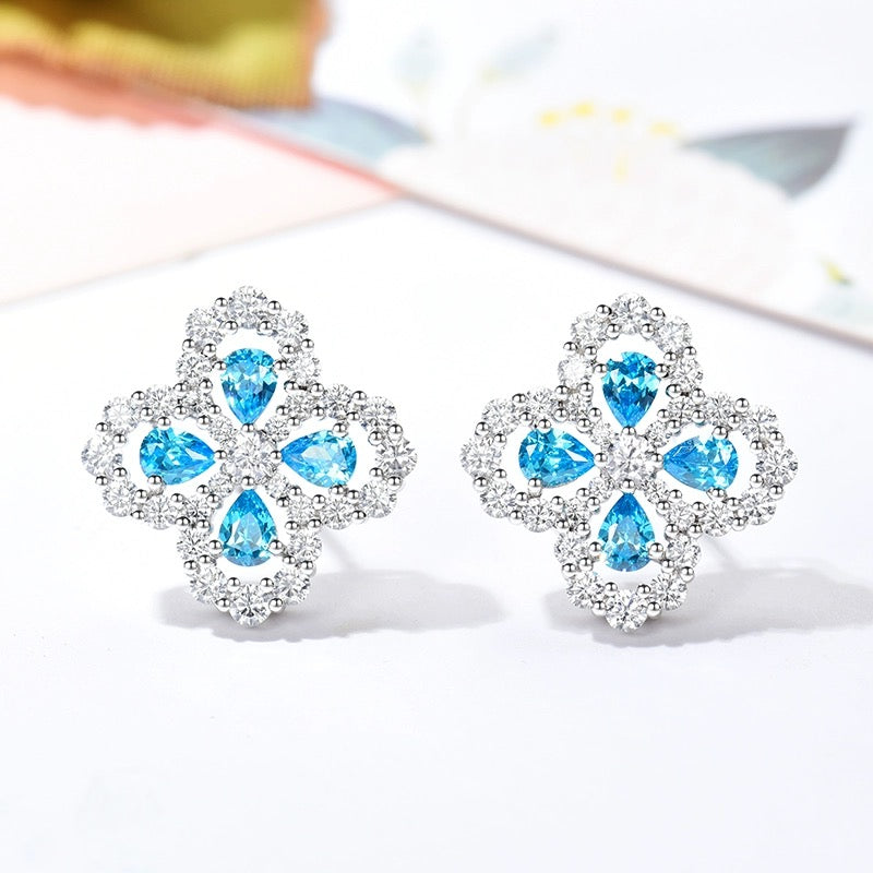 [ROYAL]LOOP EARRINGS FULL MOTIF DIAMOND 16MM SILVE