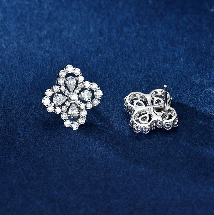 [ROYAL]LOOP EARRINGS FULL MOTIF DIAMOND 16MM SILVE