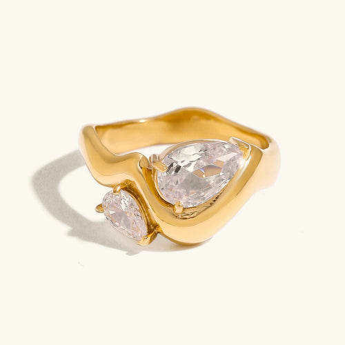 [Royal&Vicky]Soletta Diamond Teardrop Goldring
