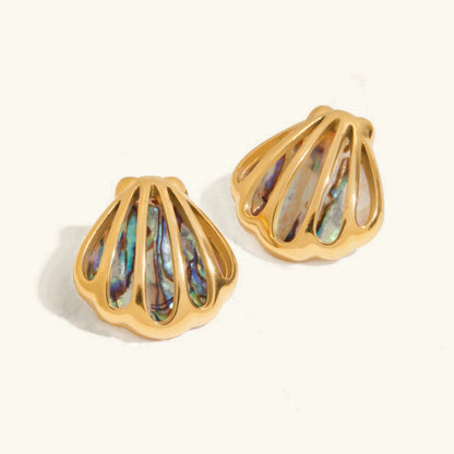 [Royal&Vicky]Nixie Gold Muschel-Ohrringe