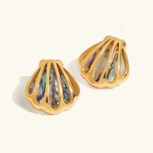 [Royal&Vicky]Nixie Gold Muschel-Ohrringe