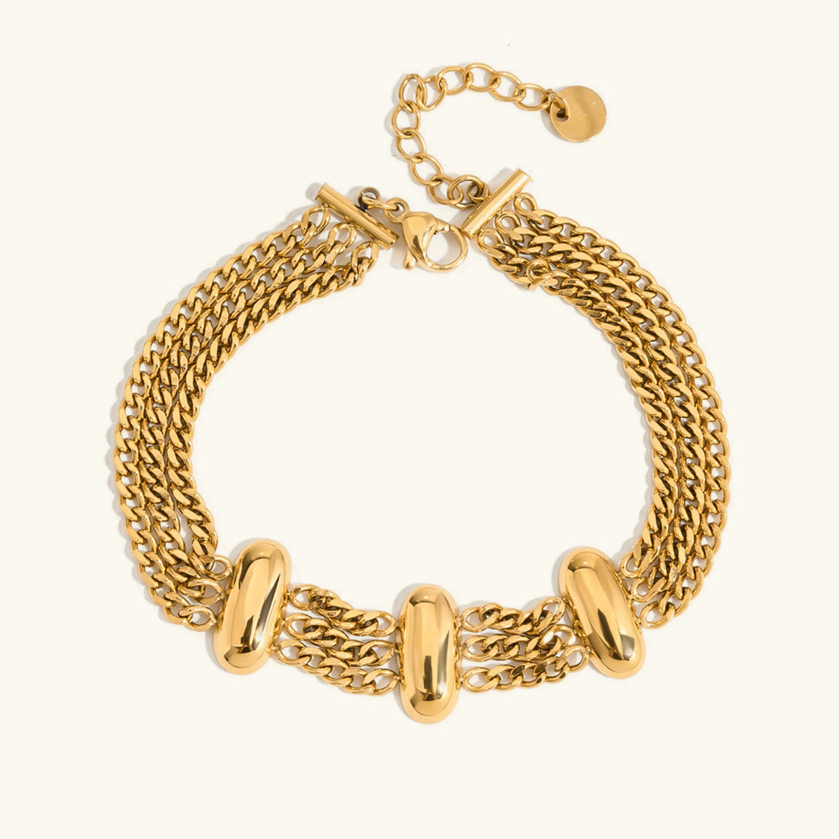 [Royal&Vicky]Kathleen Layered Chain Gold Bracelet