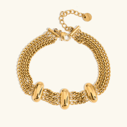 [Royal&Vicky]Kathleen Layered Chain Gold Bracelet