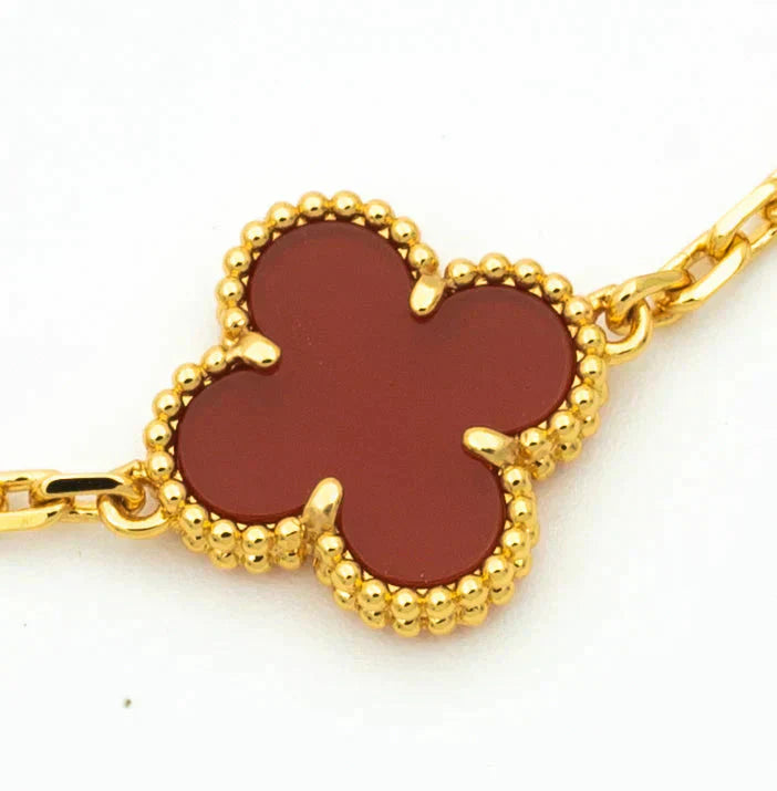 [Royal Jewellery]CLOVER  5 MOTIFS CARNELIAN GOLD BRACELET