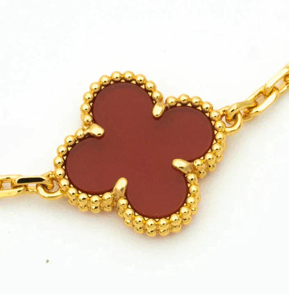 [Royal Jewellery]CLOVER  5 MOTIFS CARNELIAN GOLD BRACELET