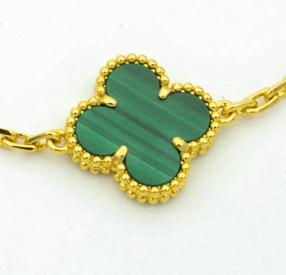 [ROYAL]CLOVER  5 MOTIF MALACHITE DIAMOND BRACELET