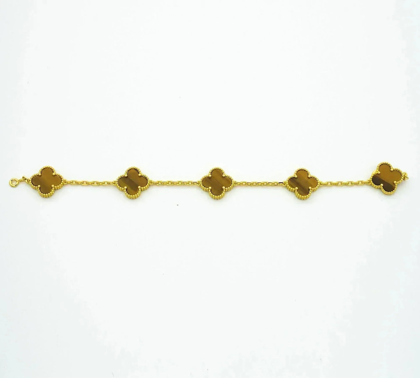 [Royal Jewellery]CLOVER  5 MOTIFS TIGER EYE BRACELET