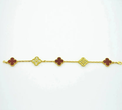 [Royal Jewellery] CLOVER 5 MOTIF RED CORNELIAN BRACELET COLLECTION