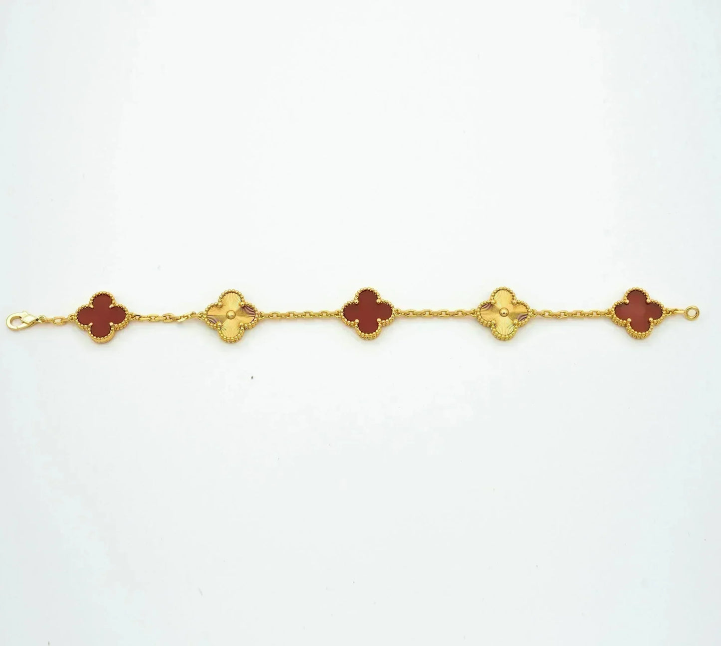 [Royal Jewellery]CLOVER  5 MOTIFS CARNELIAN GOLD BRACELET