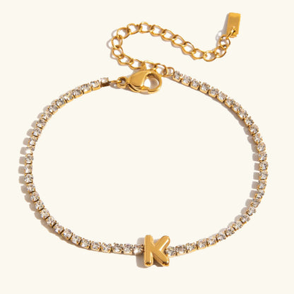 [Royal&Vicky]Avaria Tennisarmband mit Buchstaben-Anhängern