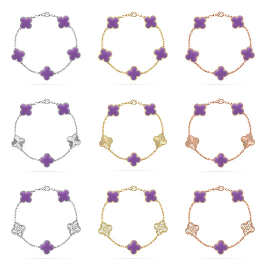 [Royal Jewellery]CLOVER 5 MOTIF LIGHT PURPLE BRACELET COLLECTION