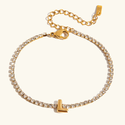 [Royal&Vicky]Avaria Tennisarmband mit Buchstaben-Anhängern