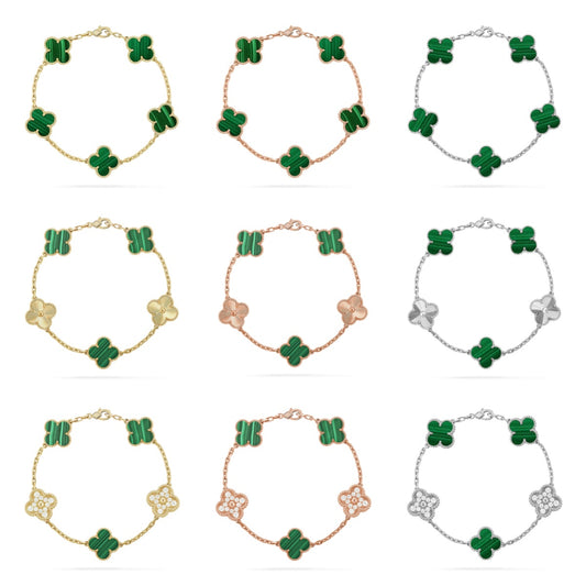 [Royal Jewellery] CLOVER 5 MOTIF MALACHITE BRACELET COLLECTION