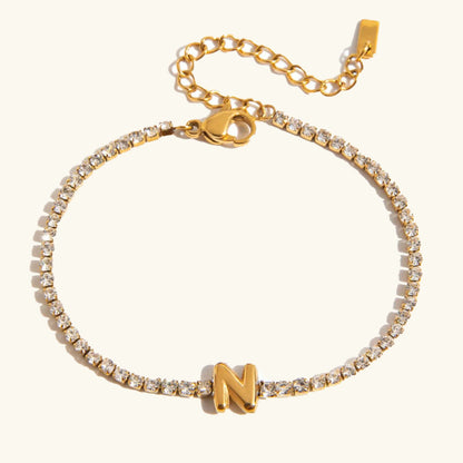 [Royal&Vicky]Avaria Tennisarmband mit Buchstaben-Anhängern